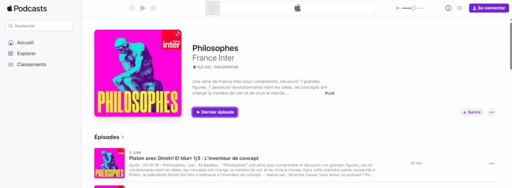 Meilleur podcast philo : Philosophes sur France inter