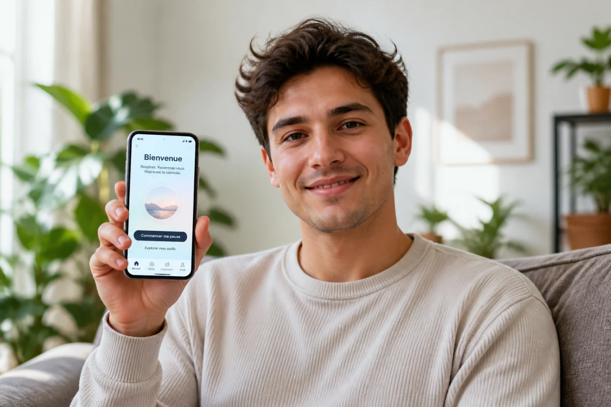 Jeune personne détendue utilisant un smartphone pour apprendre comment enlever le mode en ligne sur Instagram.