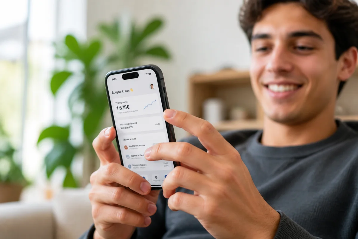 Jeune personne utilisant un smartphone dans un salon lumineux pour apprendre comment supprimer un compte Instagram sans le mot de passe.
