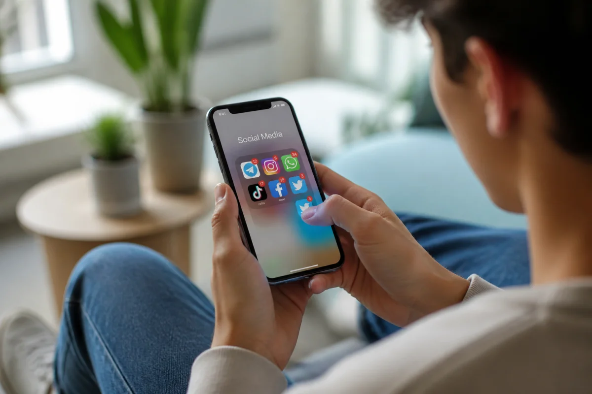 Jeune utilisateur consultant les notifications de son smartphone pour savoir comment voir les j'aime sur Instagram.