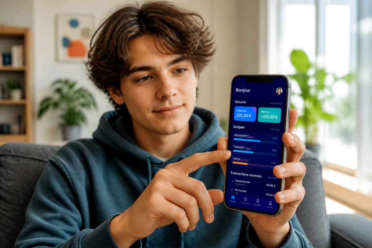 Jeune personne consultant son smartphone dans un salon lumineux pour savoir comment voir qui a vu ma story Instagram.
