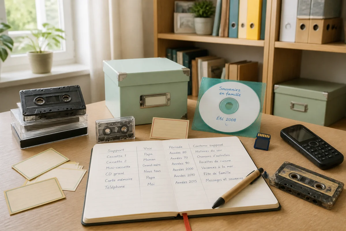 Supports audio familiaux et carnet de classement pour protéger ses souvenirs audio de famille durablement
